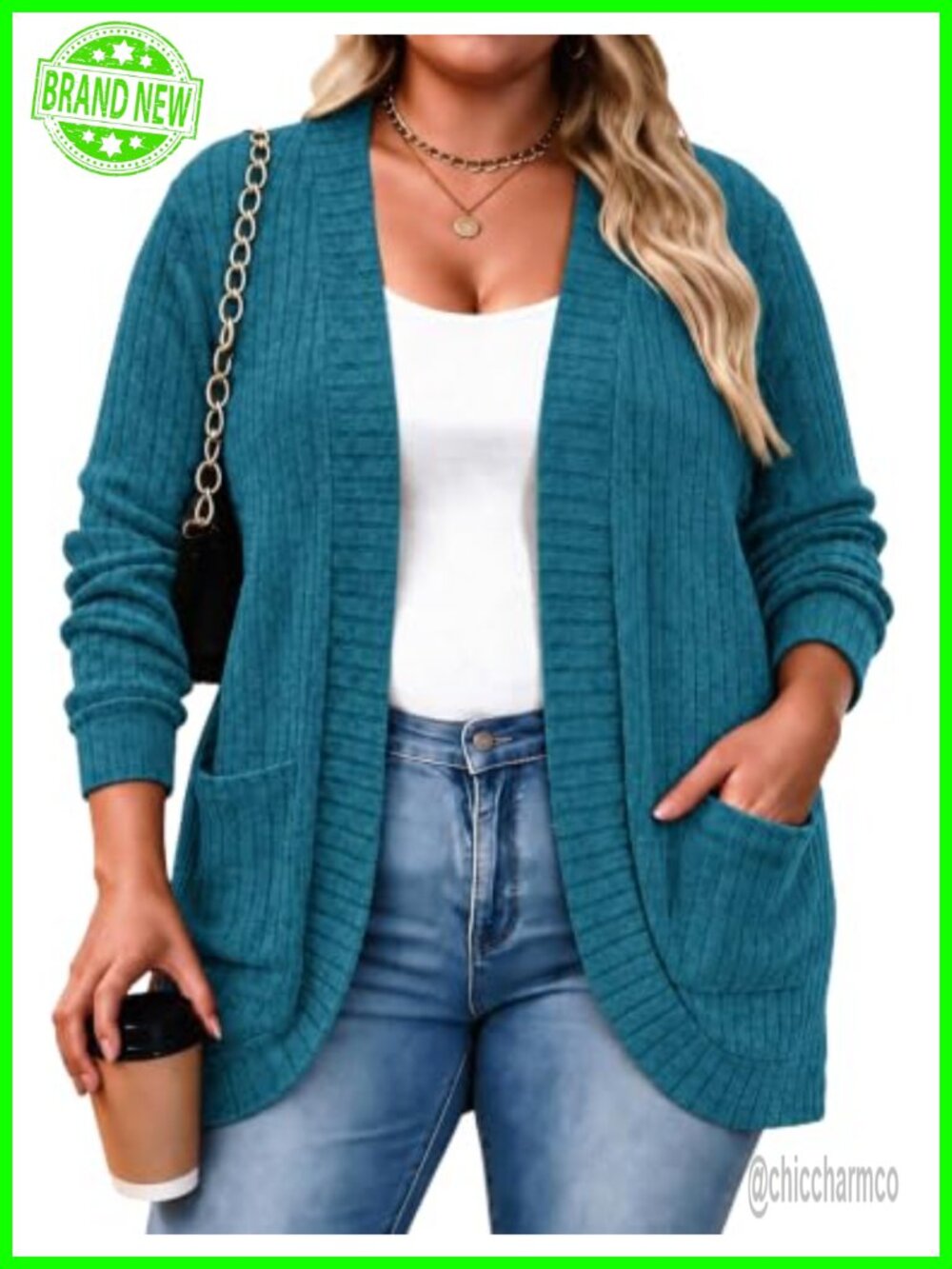 Womens Plus Size Open Front Cardigan Lightweight Duster Sweater with Pockets